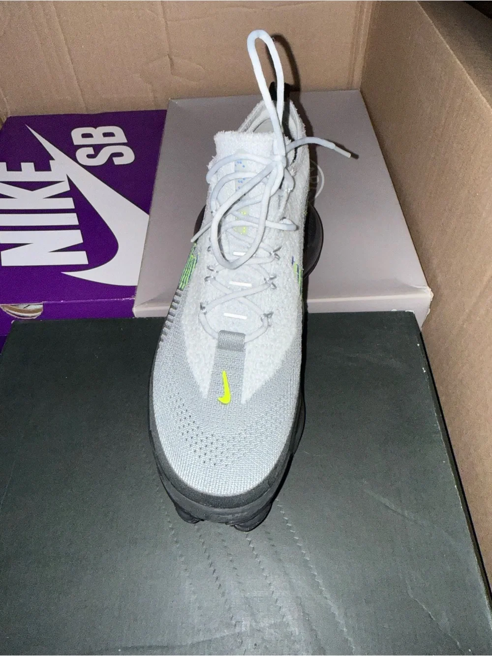Nike mens Grey and Black Sneakers with Neon Yellow Accents